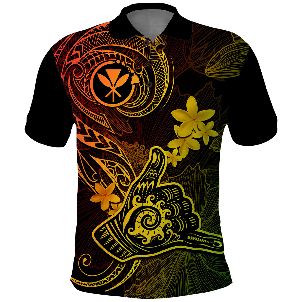 Hawaii Polo Shirt Shaka Tattoo Mix Polynesian Plumeria Reggae Version - Wonder Print Shop