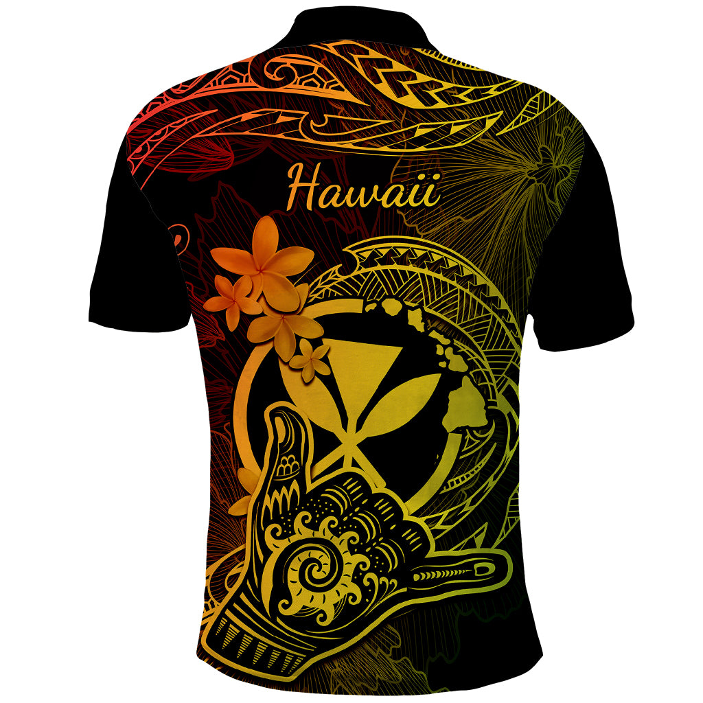 Hawaii Polo Shirt Shaka Tattoo Mix Polynesian Plumeria Reggae Version - Wonder Print Shop