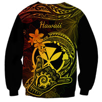 Hawaii Sweatshirt Shaka Tattoo Mix Polynesian Plumeria Reggae Version - Wonder Print Shop