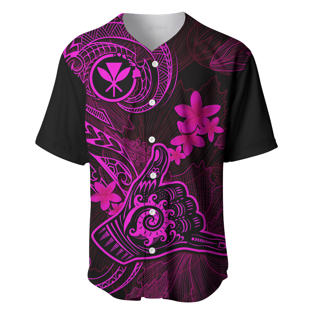 Hawaii Baseball Jersey Shaka Tattoo Mix Polynesian Plumeria Pink Version - Wonder Print Shop