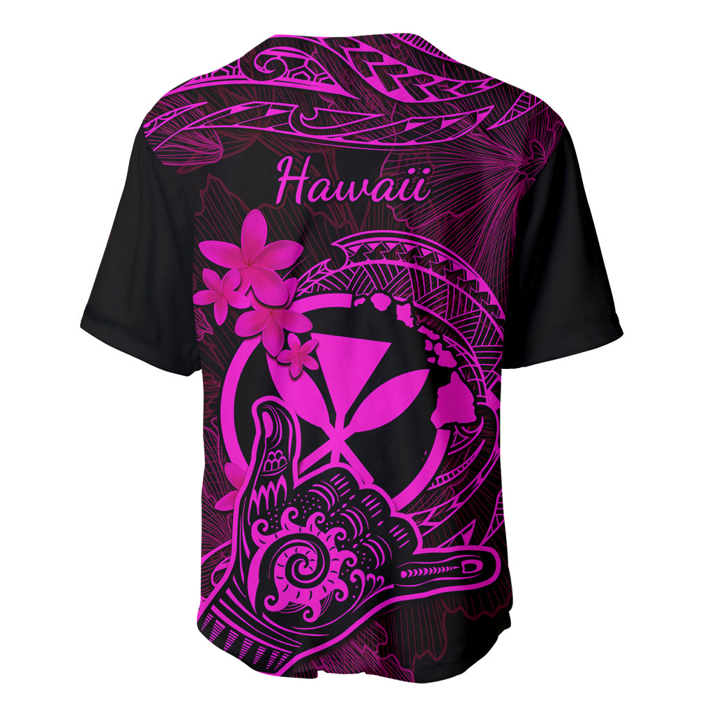 Hawaii Baseball Jersey Shaka Tattoo Mix Polynesian Plumeria Pink Version - Wonder Print Shop