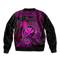 Hawaii Bomber Jacket Shaka Tattoo Mix Polynesian Plumeria Pink Version - Wonder Print Shop
