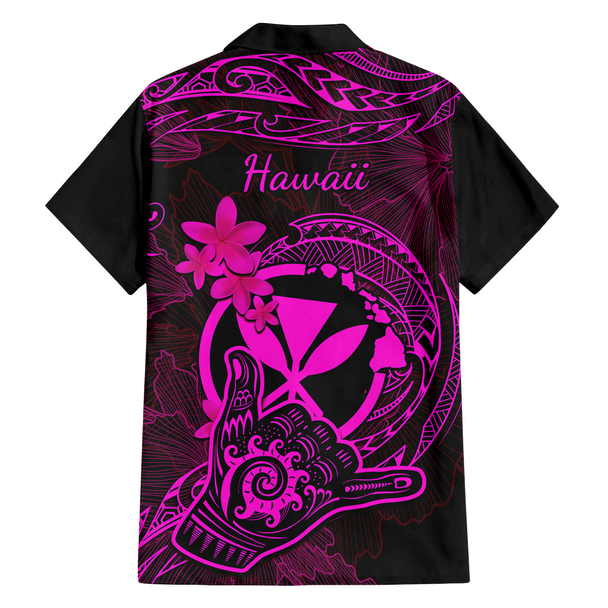 Hawaii Family Matching Tank Maxi Dress and Hawaiian Shirt Shaka Tattoo Mix Polynesian Plumeria Pink Version - Wonder Print Shop