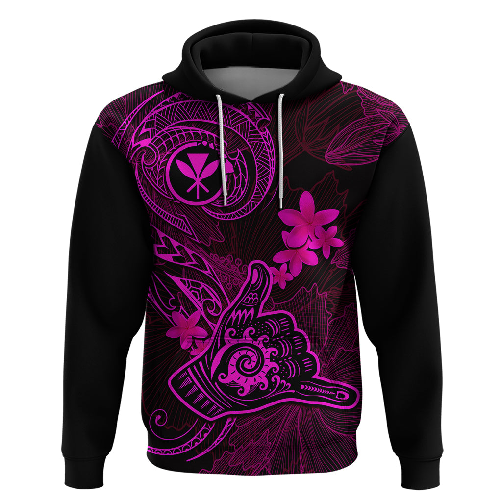 Hawaii Hoodie Shaka Tattoo Mix Polynesian Plumeria Pink Version - Wonder Print Shop
