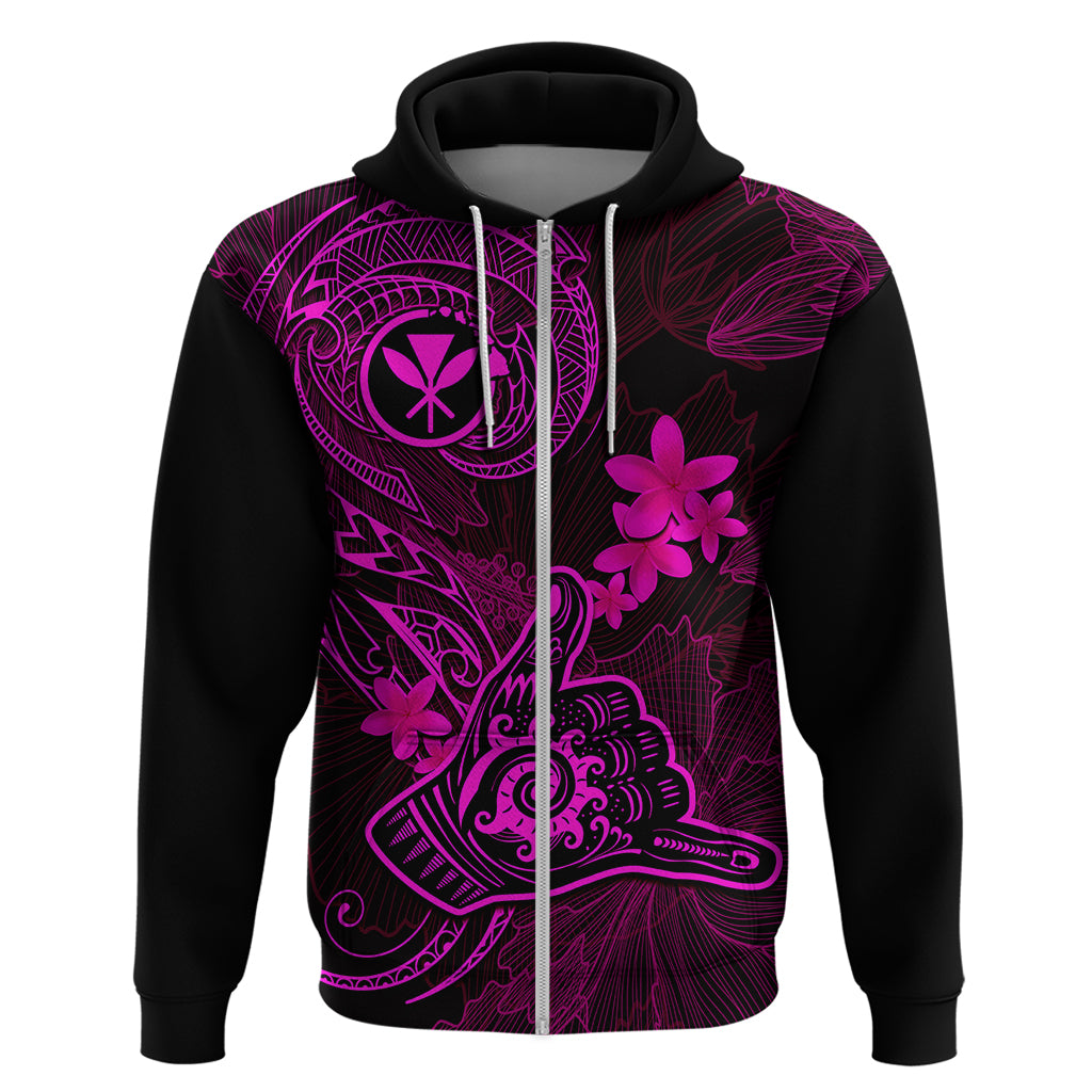Hawaii Hoodie Shaka Tattoo Mix Polynesian Plumeria Pink Version - Wonder Print Shop