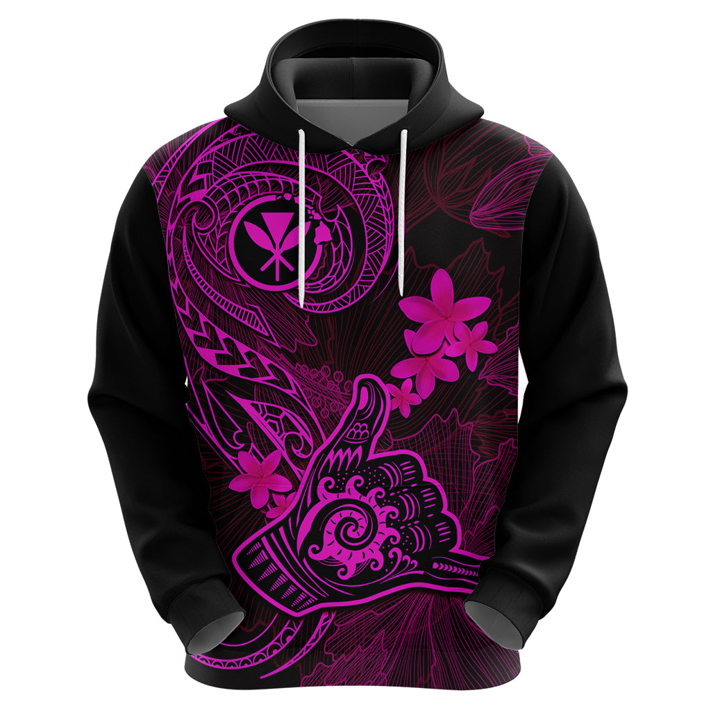 Hawaii Hoodie Shaka Tattoo Mix Polynesian Plumeria Pink Version - Wonder Print Shop