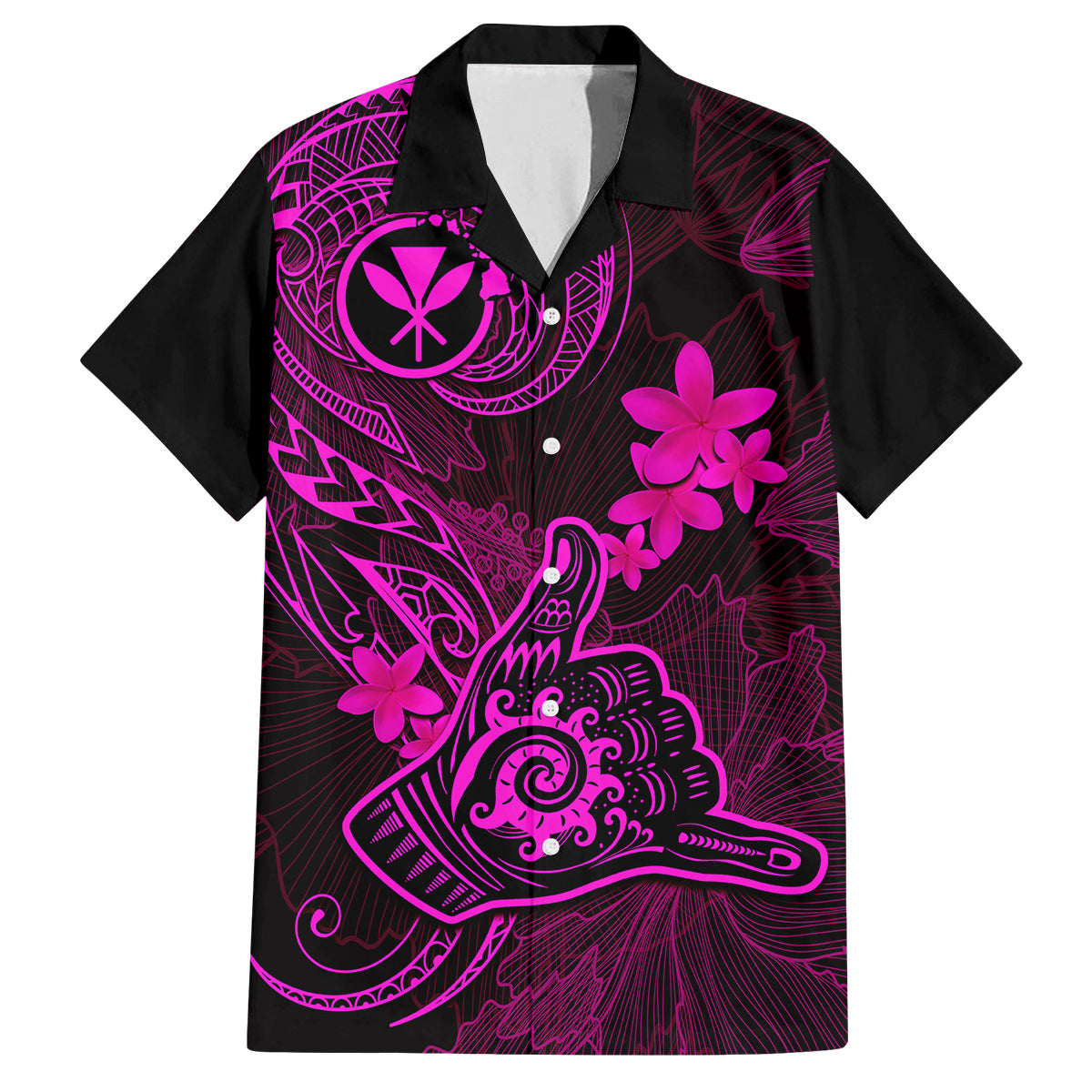 Hawaii Kid Hawaiian Shirt Shaka Tattoo Mix Polynesian Plumeria Pink Version - Wonder Print Shop