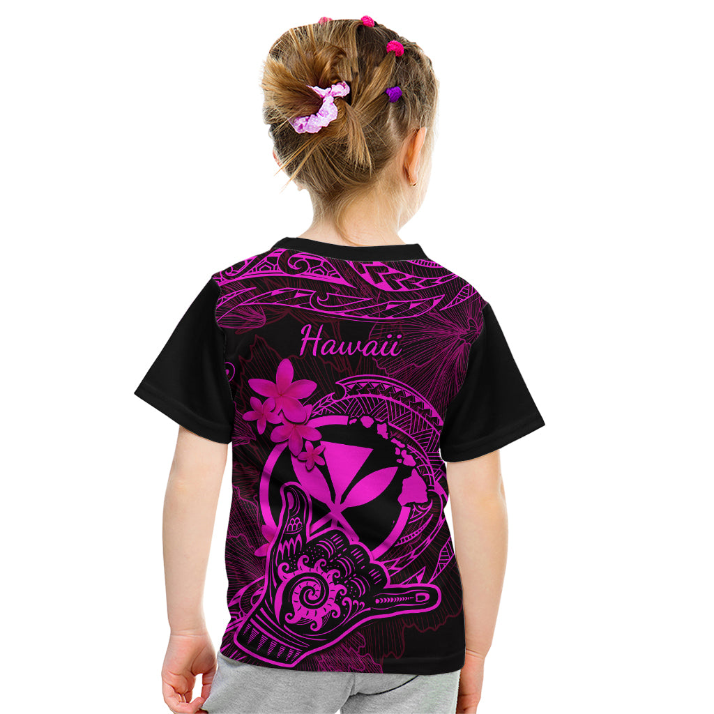 Hawaii Kid T Shirt Shaka Tattoo Mix Polynesian Plumeria Pink Version - Wonder Print Shop