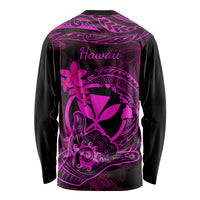 Hawaii Long Sleeve Shirt Shaka Tattoo Mix Polynesian Plumeria Pink Version - Wonder Print Shop
