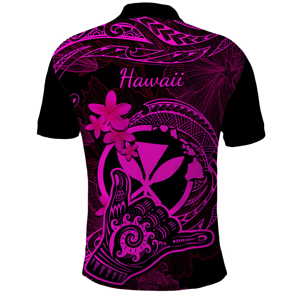 Hawaii Polo Shirt Shaka Tattoo Mix Polynesian Plumeria Pink Version - Wonder Print Shop