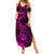 Hawaii Summer Maxi Dress Shaka Tattoo Mix Polynesian Plumeria Pink Version - Wonder Print Shop