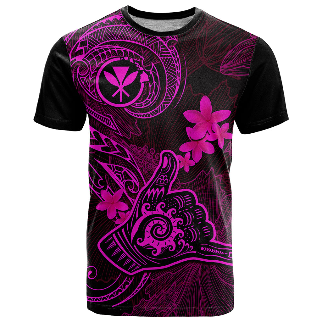 Hawaii T Shirt Shaka Tattoo Mix Polynesian Plumeria Pink Version - Wonder Print Shop