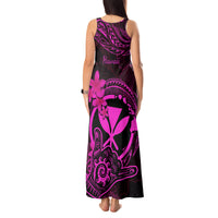 Hawaii Tank Maxi Dress Shaka Tattoo Mix Polynesian Plumeria Pink Version - Wonder Print Shop