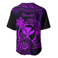 Hawaii Baseball Jersey Shaka Tattoo Mix Polynesian Plumeria Purple Version - Wonder Print Shop