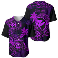Hawaii Baseball Jersey Shaka Tattoo Mix Polynesian Plumeria Purple Version - Wonder Print Shop