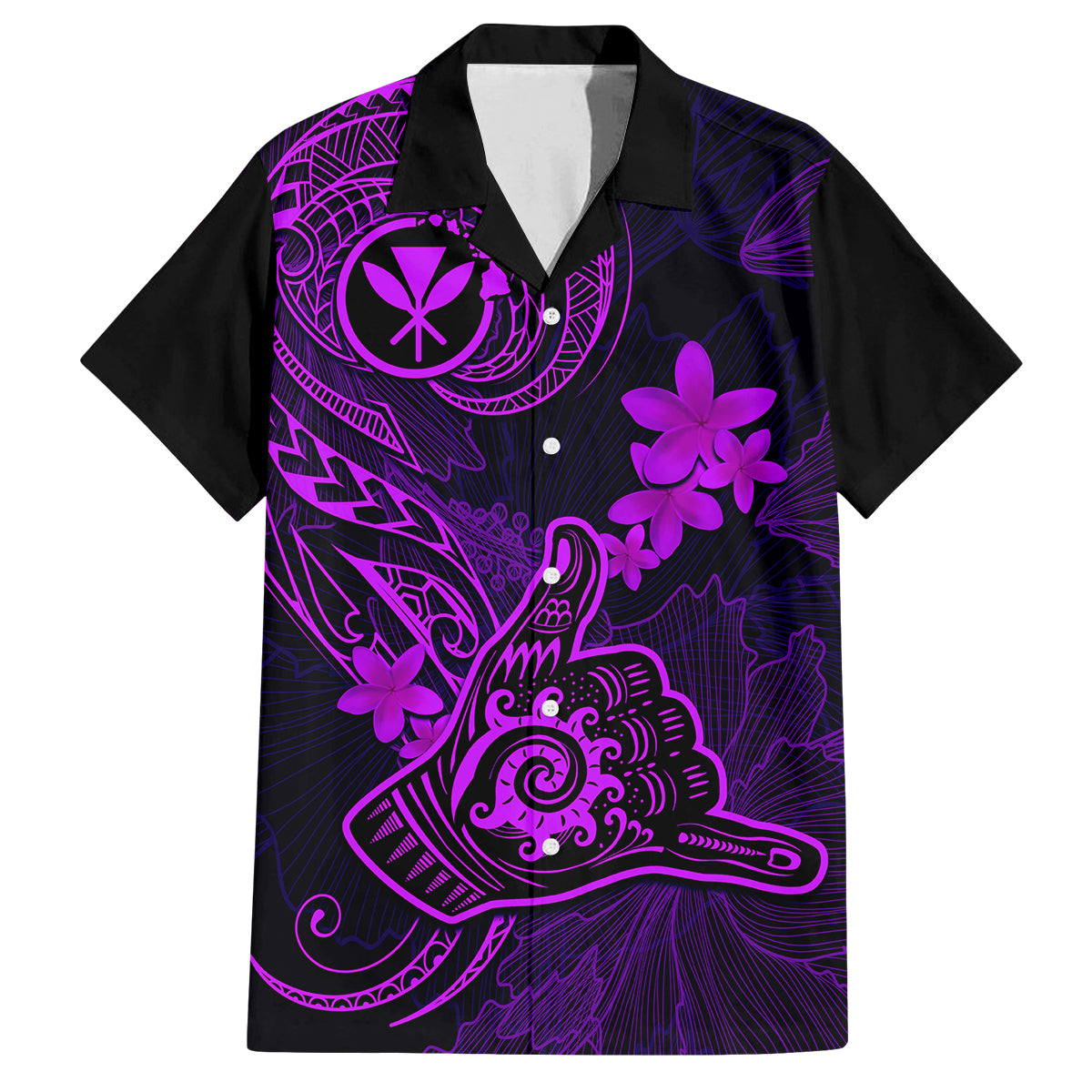 Hawaii Family Matching Mermaid Dress and Hawaiian Shirt Shaka Tattoo Mix Polynesian Plumeria Purple Version - Wonder Print Shop