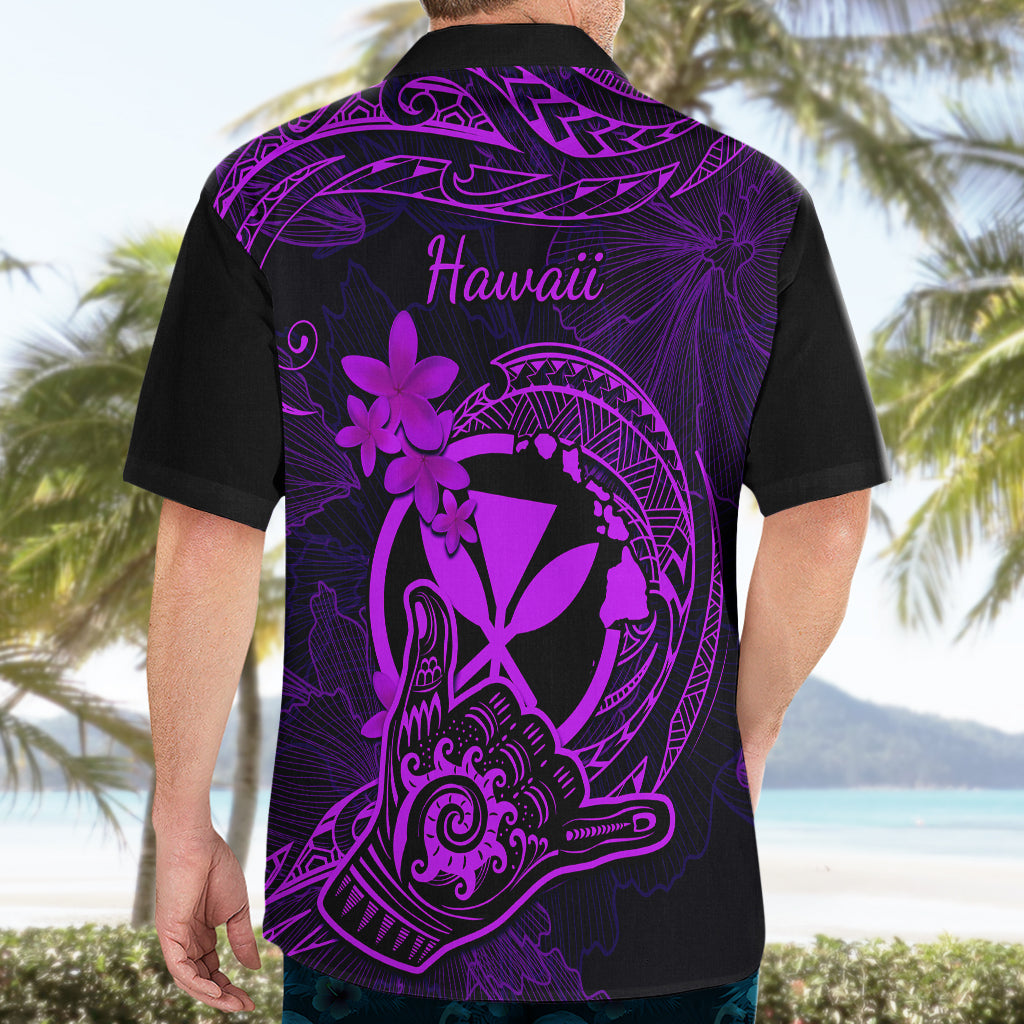 Hawaii Hawaiian Shirt Shaka Tattoo Mix Polynesian Plumeria Purple Version - Wonder Print Shop