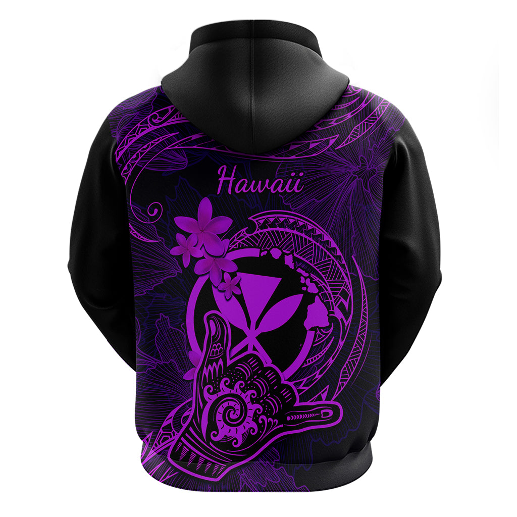 Hawaii Hoodie Shaka Tattoo Mix Polynesian Plumeria Purple Version - Wonder Print Shop