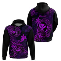 Hawaii Hoodie Shaka Tattoo Mix Polynesian Plumeria Purple Version - Wonder Print Shop