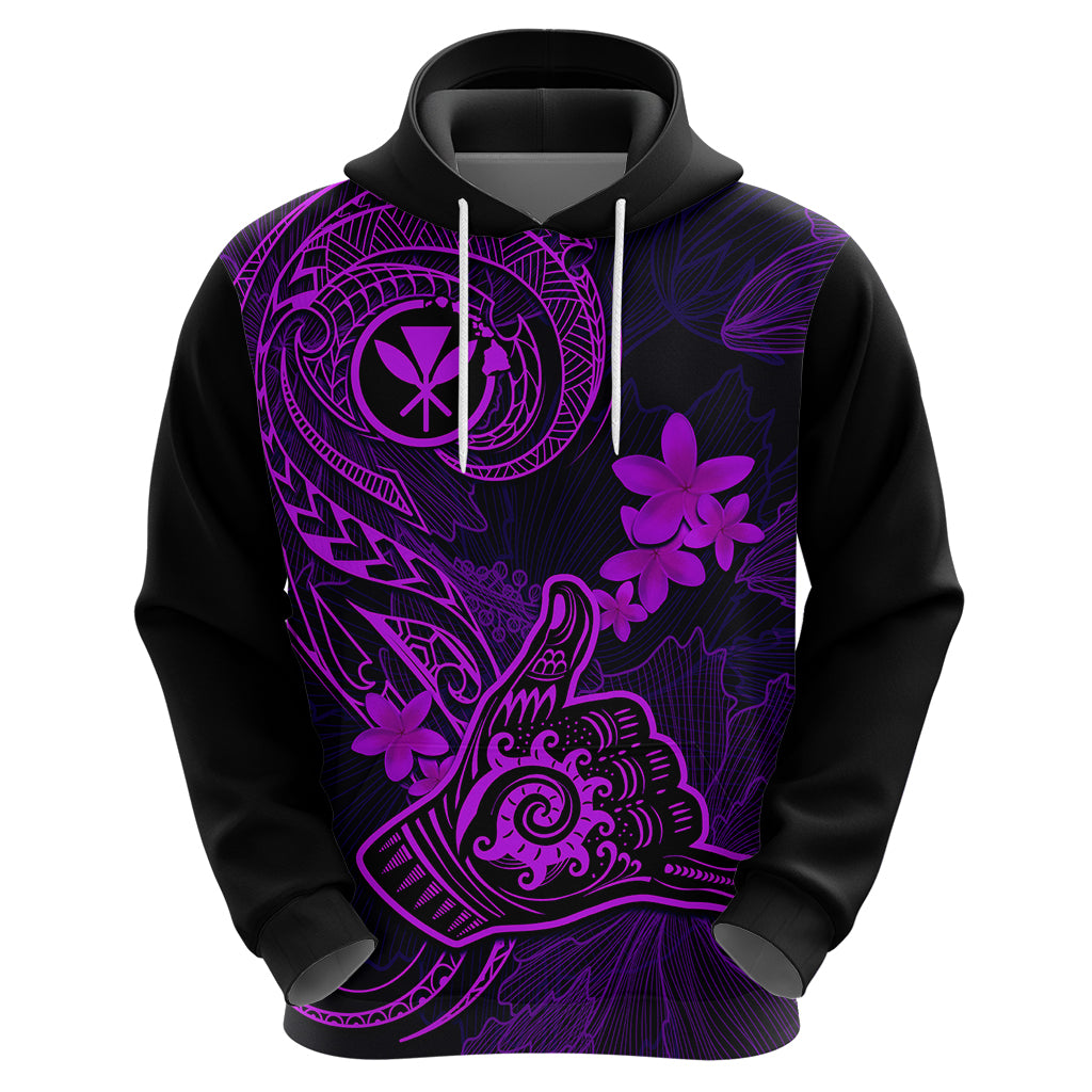 Hawaii Hoodie Shaka Tattoo Mix Polynesian Plumeria Purple Version - Wonder Print Shop