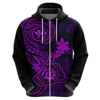 Hawaii Hoodie Shaka Tattoo Mix Polynesian Plumeria Purple Version - Wonder Print Shop