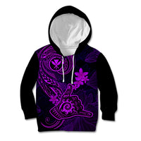 Hawaii Kid Hoodie Shaka Tattoo Mix Polynesian Plumeria Purple Version - Wonder Print Shop