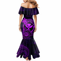 Hawaii Mermaid Dress Shaka Tattoo Mix Polynesian Plumeria Purple Version - Wonder Print Shop