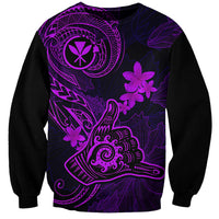 Hawaii Sweatshirt Shaka Tattoo Mix Polynesian Plumeria Purple Version - Wonder Print Shop
