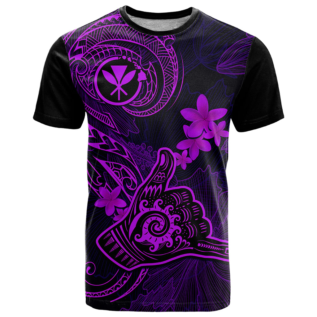 Hawaii T Shirt Shaka Tattoo Mix Polynesian Plumeria Purple Version - Wonder Print Shop
