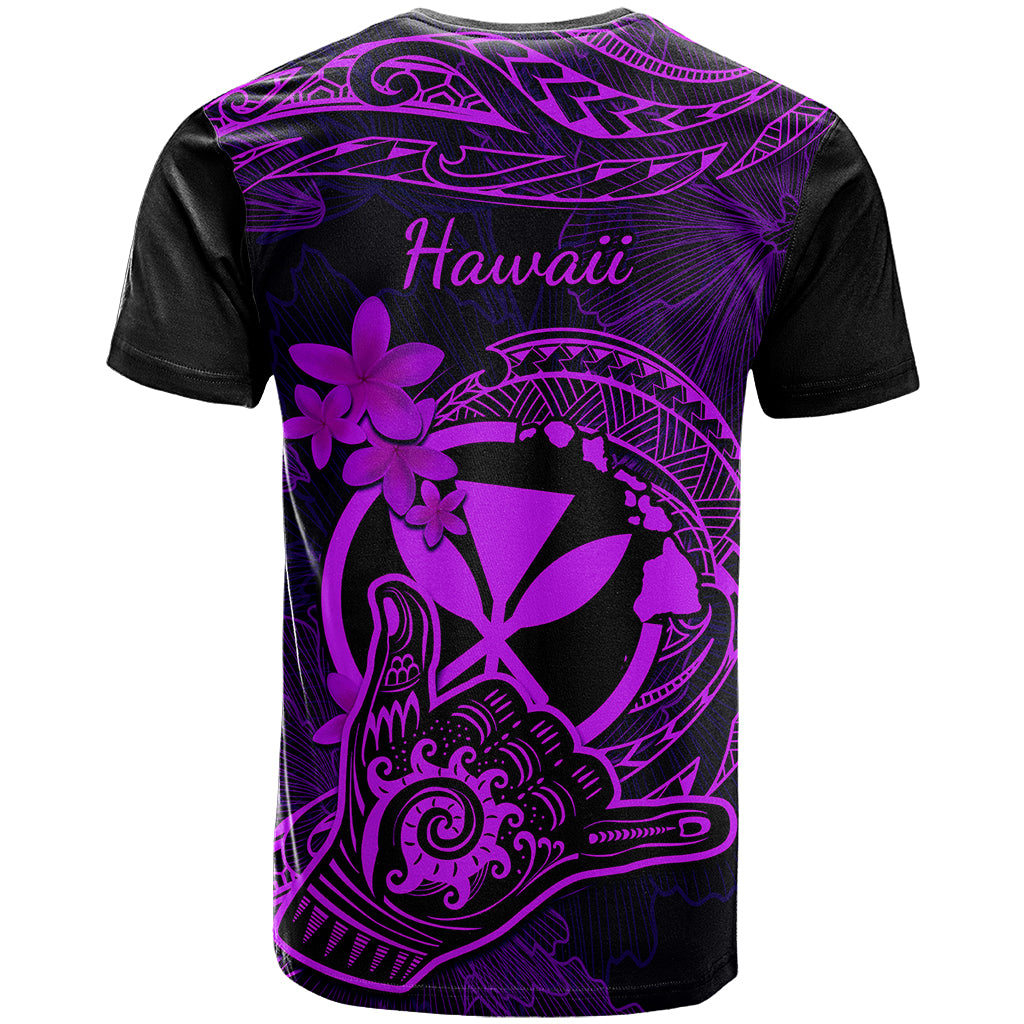 Hawaii T Shirt Shaka Tattoo Mix Polynesian Plumeria Purple Version - Wonder Print Shop