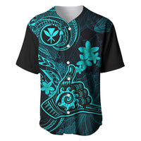 Hawaii Baseball Jersey Shaka Tattoo Mix Polynesian Plumeria Turquoise Version - Wonder Print Shop
