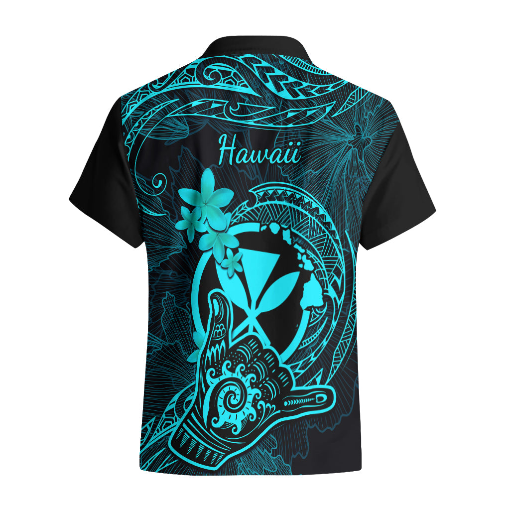 Hawaii Hawaiian Shirt Shaka Tattoo Mix Polynesian Plumeria Turquoise Version - Wonder Print Shop