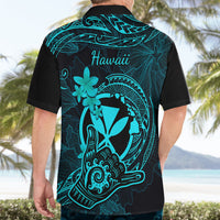 Hawaii Hawaiian Shirt Shaka Tattoo Mix Polynesian Plumeria Turquoise Version - Wonder Print Shop