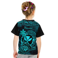 Hawaii Kid T Shirt Shaka Tattoo Mix Polynesian Plumeria Turquoise Version - Wonder Print Shop