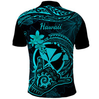 Hawaii Polo Shirt Shaka Tattoo Mix Polynesian Plumeria Turquoise Version - Wonder Print Shop