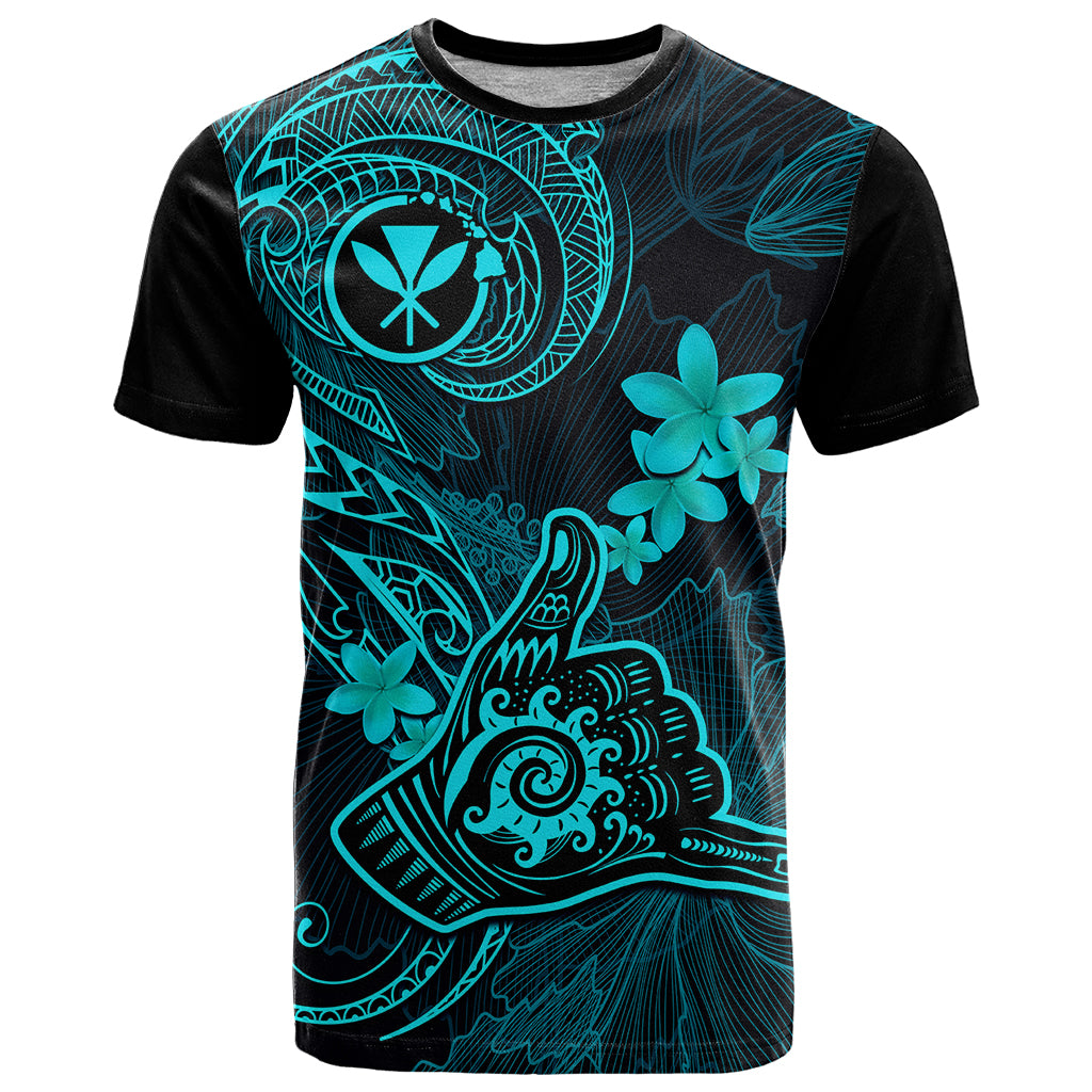 Hawaii T Shirt Shaka Tattoo Mix Polynesian Plumeria Turquoise Version - Wonder Print Shop