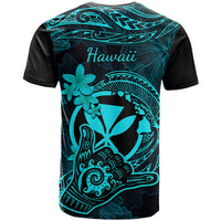 Hawaii T Shirt Shaka Tattoo Mix Polynesian Plumeria Turquoise Version - Wonder Print Shop