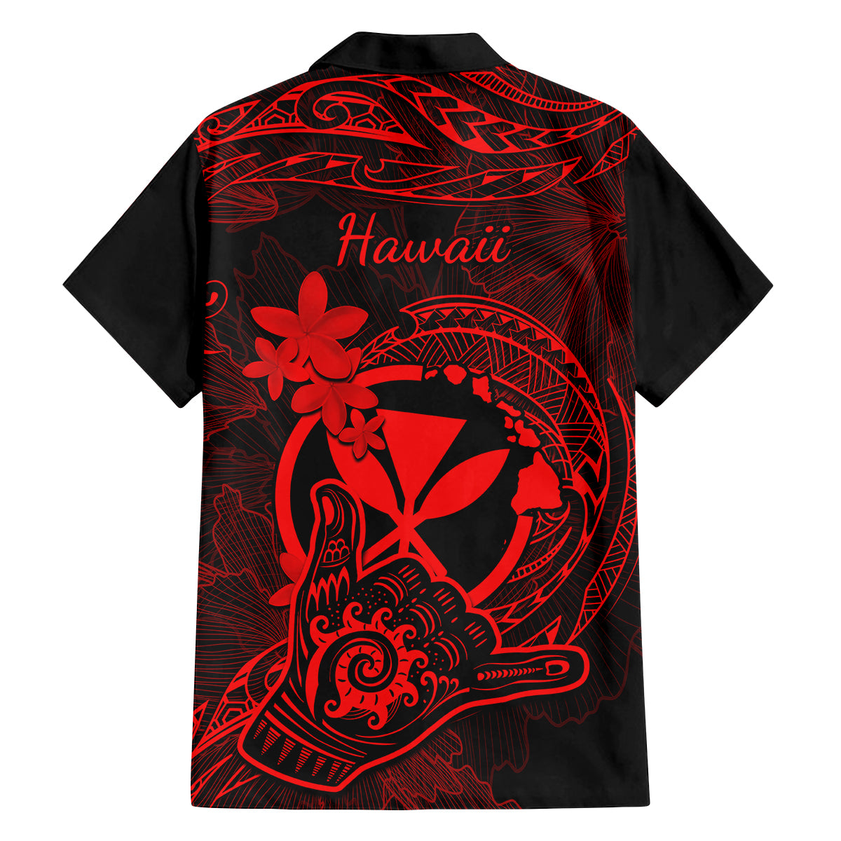Hawaii Family Matching Summer Maxi Dress and Hawaiian Shirt Shaka Tattoo Mix Polynesian Plumeria Red Version - Wonder Print Shop