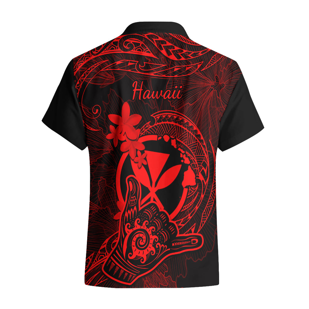 Hawaii Hawaiian Shirt Shaka Tattoo Mix Polynesian Plumeria Red Version - Wonder Print Shop