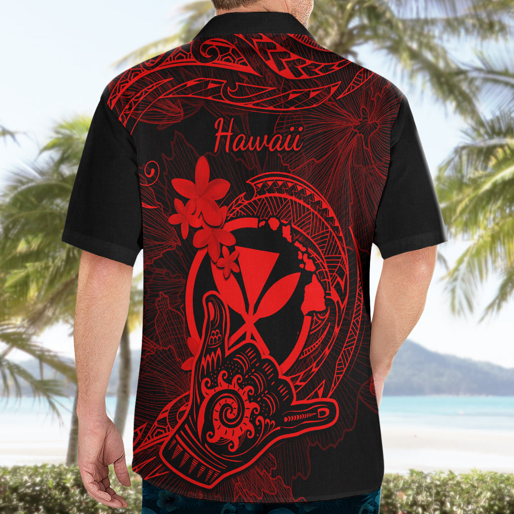 Hawaii Hawaiian Shirt Shaka Tattoo Mix Polynesian Plumeria Red Version - Wonder Print Shop