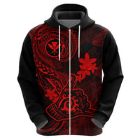 Hawaii Hoodie Shaka Tattoo Mix Polynesian Plumeria Red Version - Wonder Print Shop
