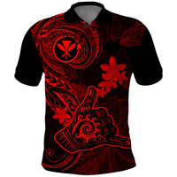 Hawaii Polo Shirt Shaka Tattoo Mix Polynesian Plumeria Red Version - Wonder Print Shop