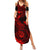 Hawaii Summer Maxi Dress Shaka Tattoo Mix Polynesian Plumeria Red Version - Wonder Print Shop