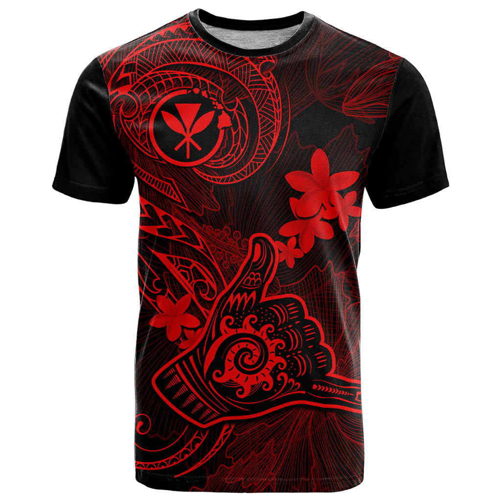 Hawaii T Shirt Shaka Tattoo Mix Polynesian Plumeria Red Version - Wonder Print Shop