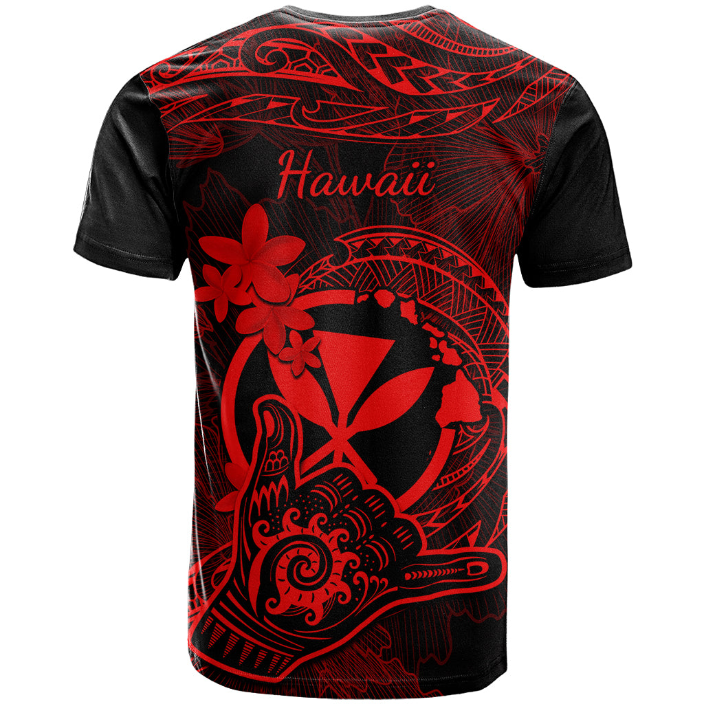 Hawaii T Shirt Shaka Tattoo Mix Polynesian Plumeria Red Version - Wonder Print Shop