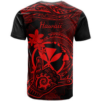 Hawaii T Shirt Shaka Tattoo Mix Polynesian Plumeria Red Version - Wonder Print Shop