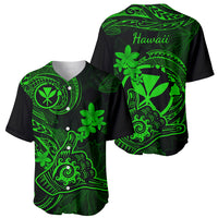Hawaii Baseball Jersey Shaka Tattoo Mix Polynesian Plumeria Green Version - Wonder Print Shop