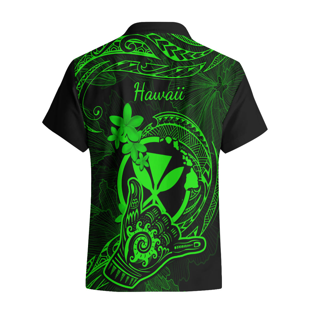 Hawaii Hawaiian Shirt Shaka Tattoo Mix Polynesian Plumeria Green Version - Wonder Print Shop