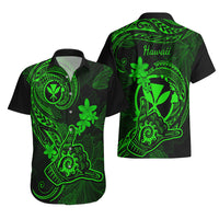 Hawaii Hawaiian Shirt Shaka Tattoo Mix Polynesian Plumeria Green Version - Wonder Print Shop