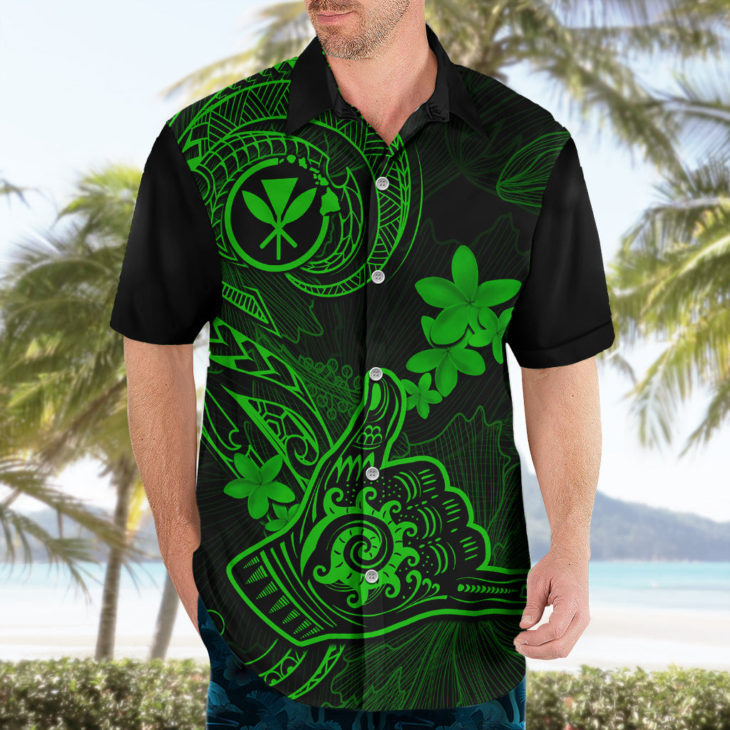 Hawaii Hawaiian Shirt Shaka Tattoo Mix Polynesian Plumeria Green Version - Wonder Print Shop